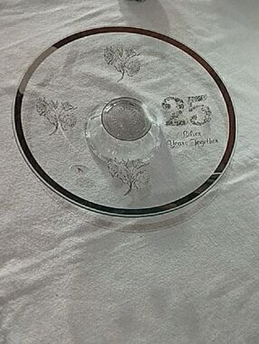 Gildan Clear Glass Anniversary Platter with Silver Accents